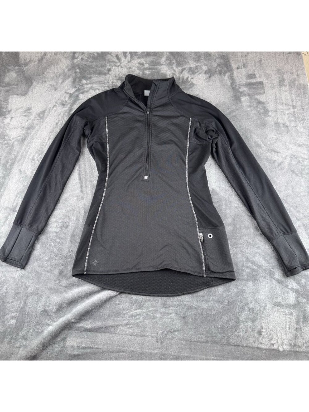 Athleta Heat Zone Half Zip Pullover Running Jacket Black Women’s Medium Thumbhol